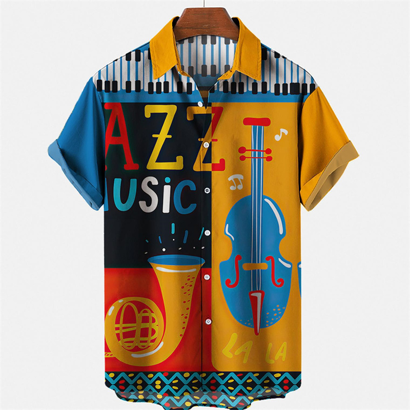 Musical Instrument Hawaiian - Camisa para instrumentos musicais masculina estampada
