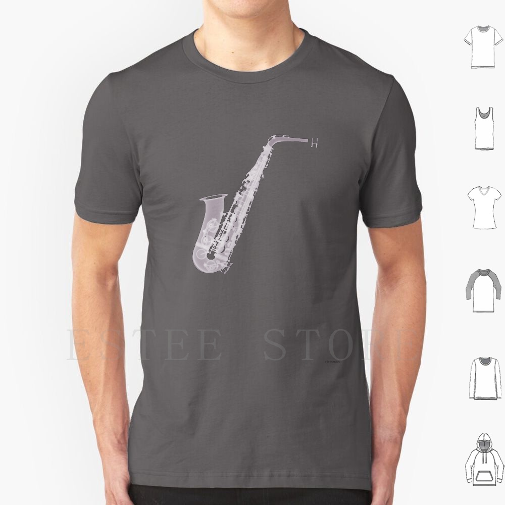 Musical Instrument Image - Saxofone-X-Ray Camiseta DIY Tamanho Grande 100%