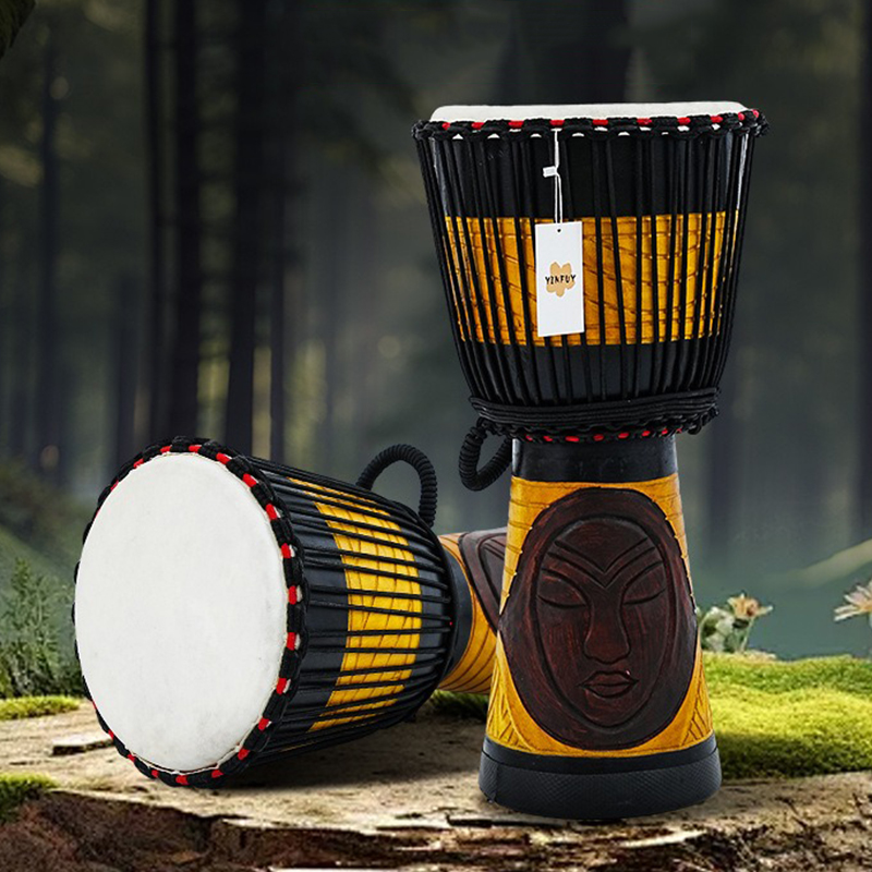Musical Instrument Africa - Tambor africano grande de madeira sólida,