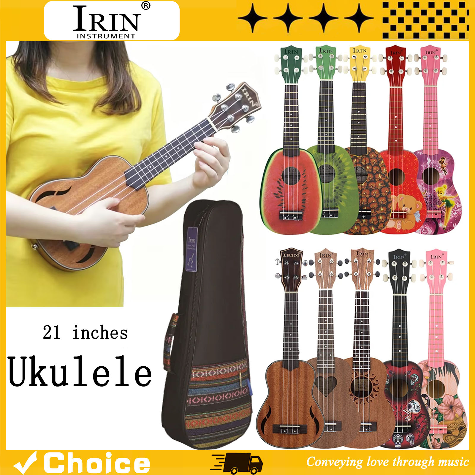 Musical Instrument Hawaiian - Ukulele Soprano de 21 Polegadas, Guitarra