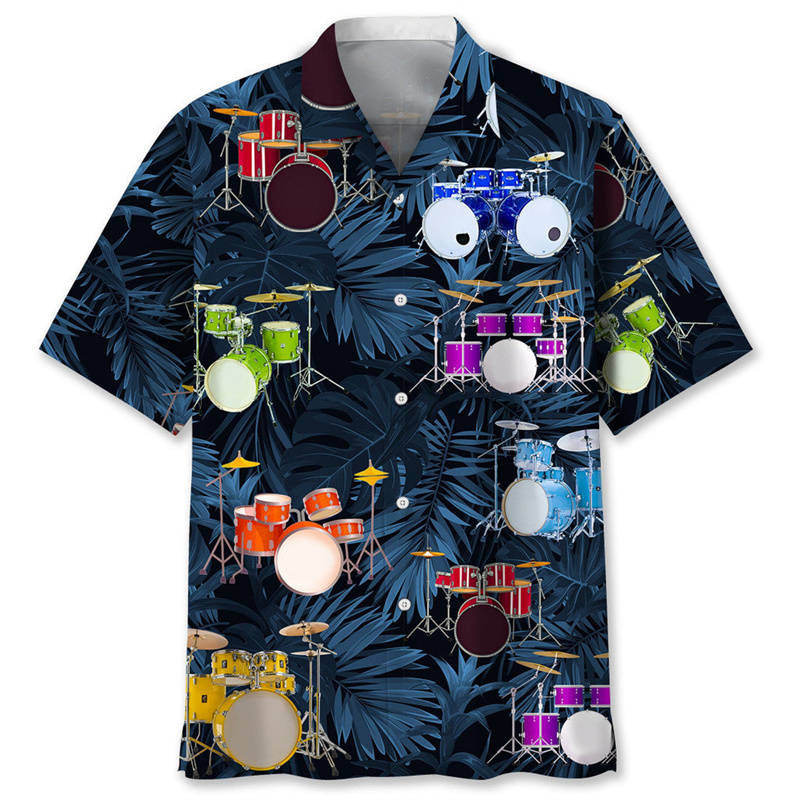 Musical Instrument Hawaiian - Camisa havaiana impressa em 3D para