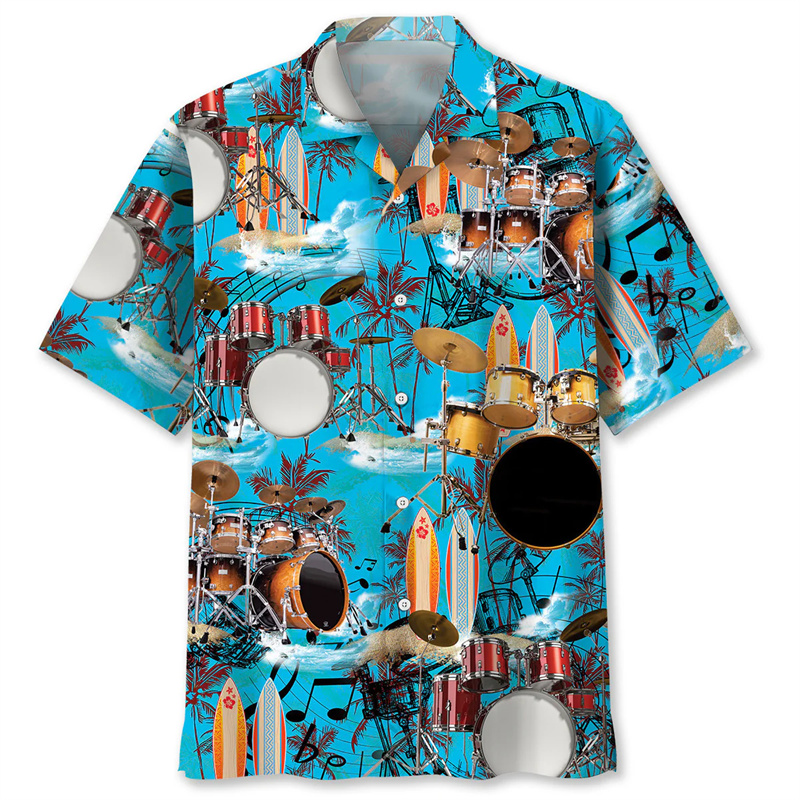Tambor padrão havaiano camisa  - Musical Instrument Hawaiian avaliação e preço