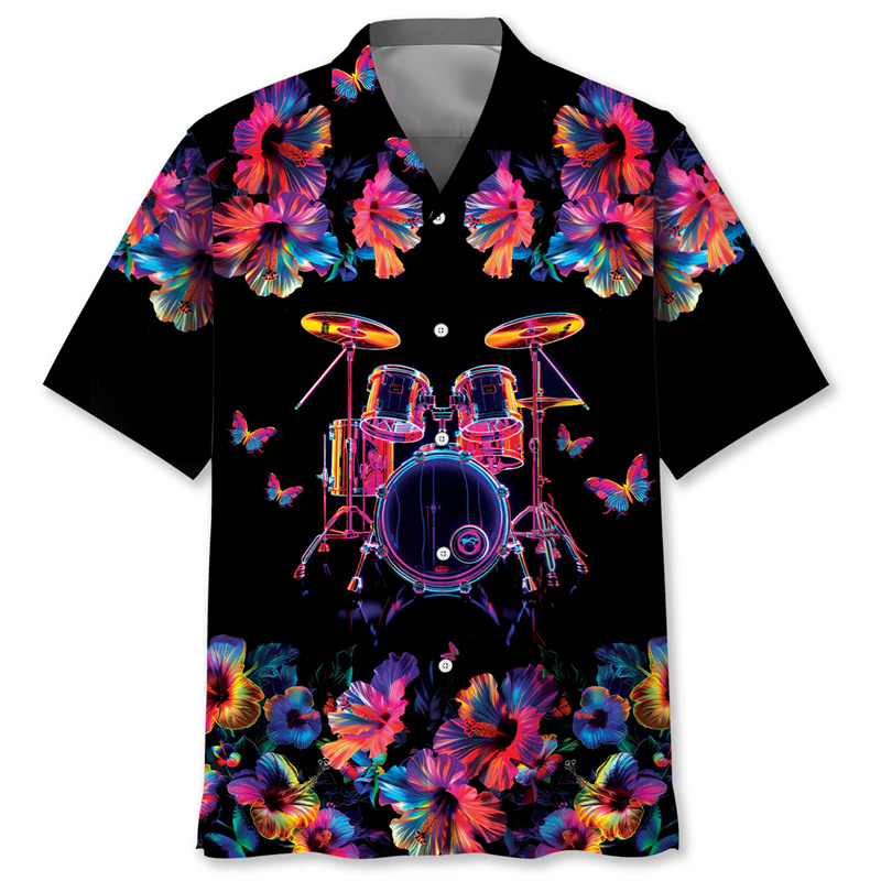 Tambor padrão havaiano camisa  - Musical Instrument Hawaiian avaliação e preço