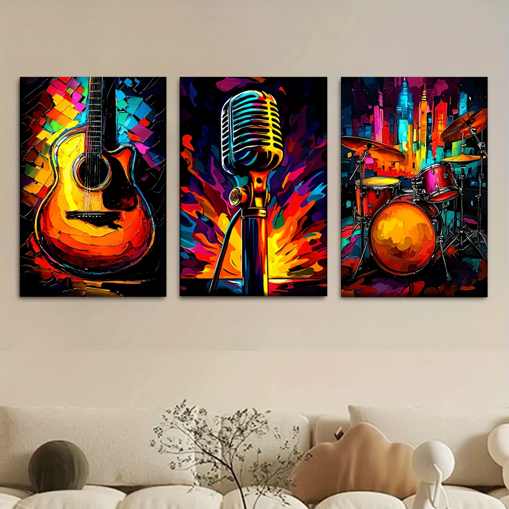Conjunto de 3 peças 2D, Pintur - Musical Instrument Drawing avaliação e preço