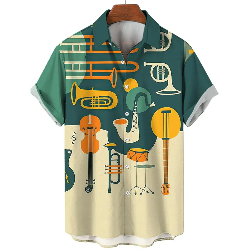Camisa havaiana masculina padr - Musical Instrument Hawaiian avaliação e preço