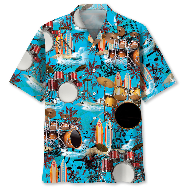 Camisa havaiana impressa em 3D - Musical Instrument Hawaiian avaliação e preço