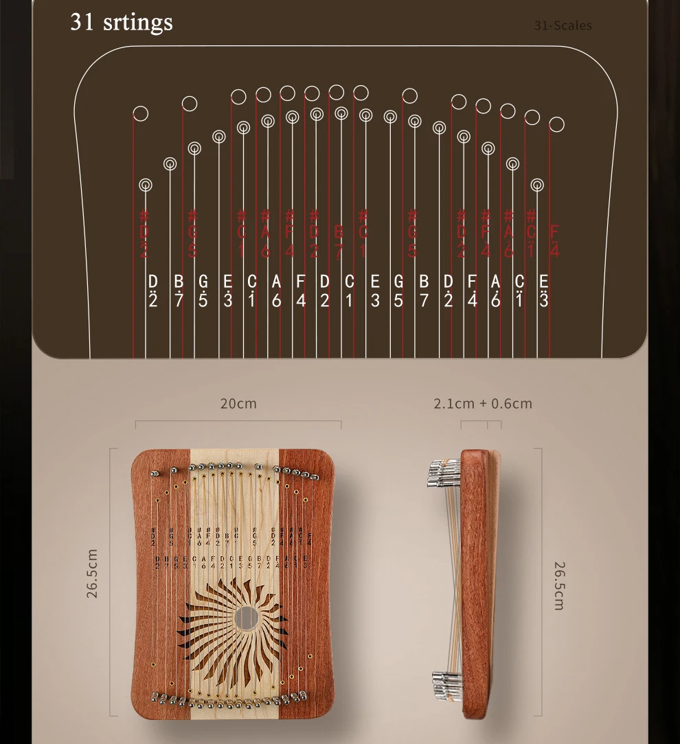 Hluru Lira de Dedo de Madeira  - Musical Instrument Harp avaliação e preço
